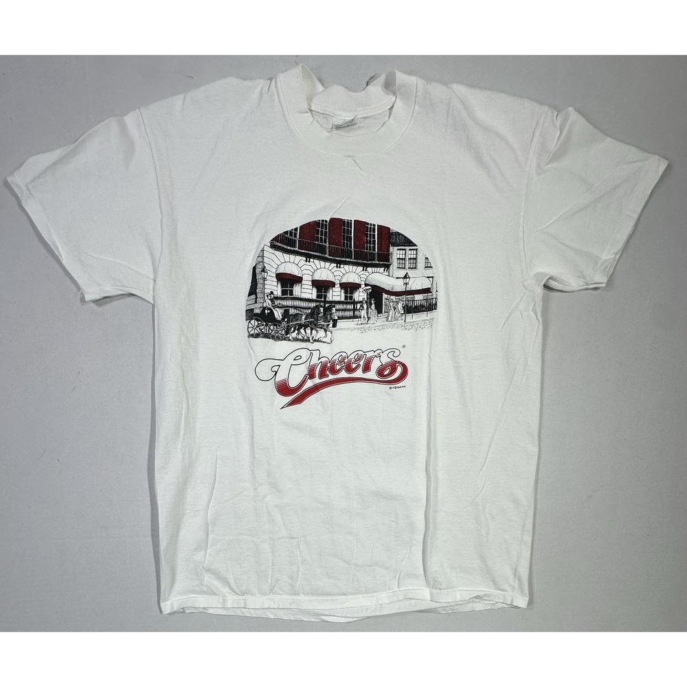 Vintage Cheers TV Show T-Shirt XL White Stedman USA Bar Boston Graphic 80s 90s